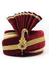 Cream And Maroon Safa Vol 1 Velvet With Less Wedding Wear Mens Collection Safa 14